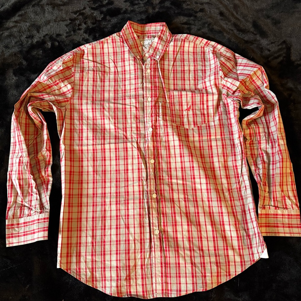 Staple Red and Gray Plaid Button Down Shirt